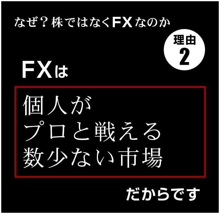 理由2。FXは、個人がプロと戦える、数少ない市場だから